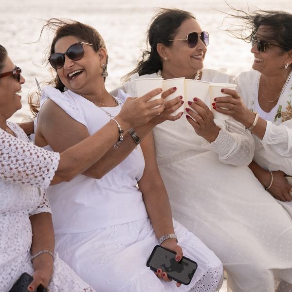 a man and a woman taking a selfie